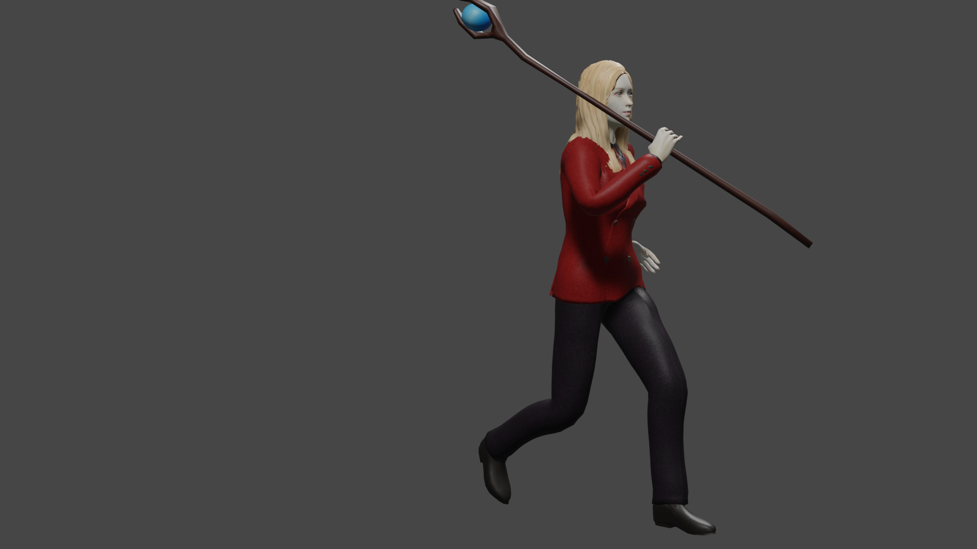 Modern Sorceress with rigs and animations Low-poly 3D model_3