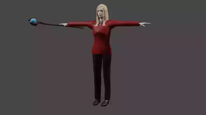 Modern Sorceress with rigs and animations Low-poly 3D model