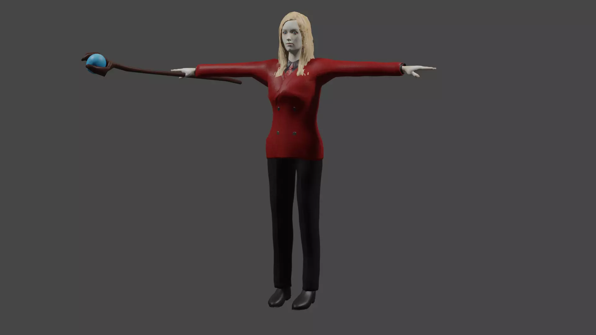 Modern Sorceress with rigs and animations Low-poly 3D model_0