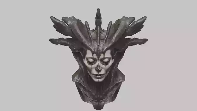 HR Giger Woman Scifi Head Bust