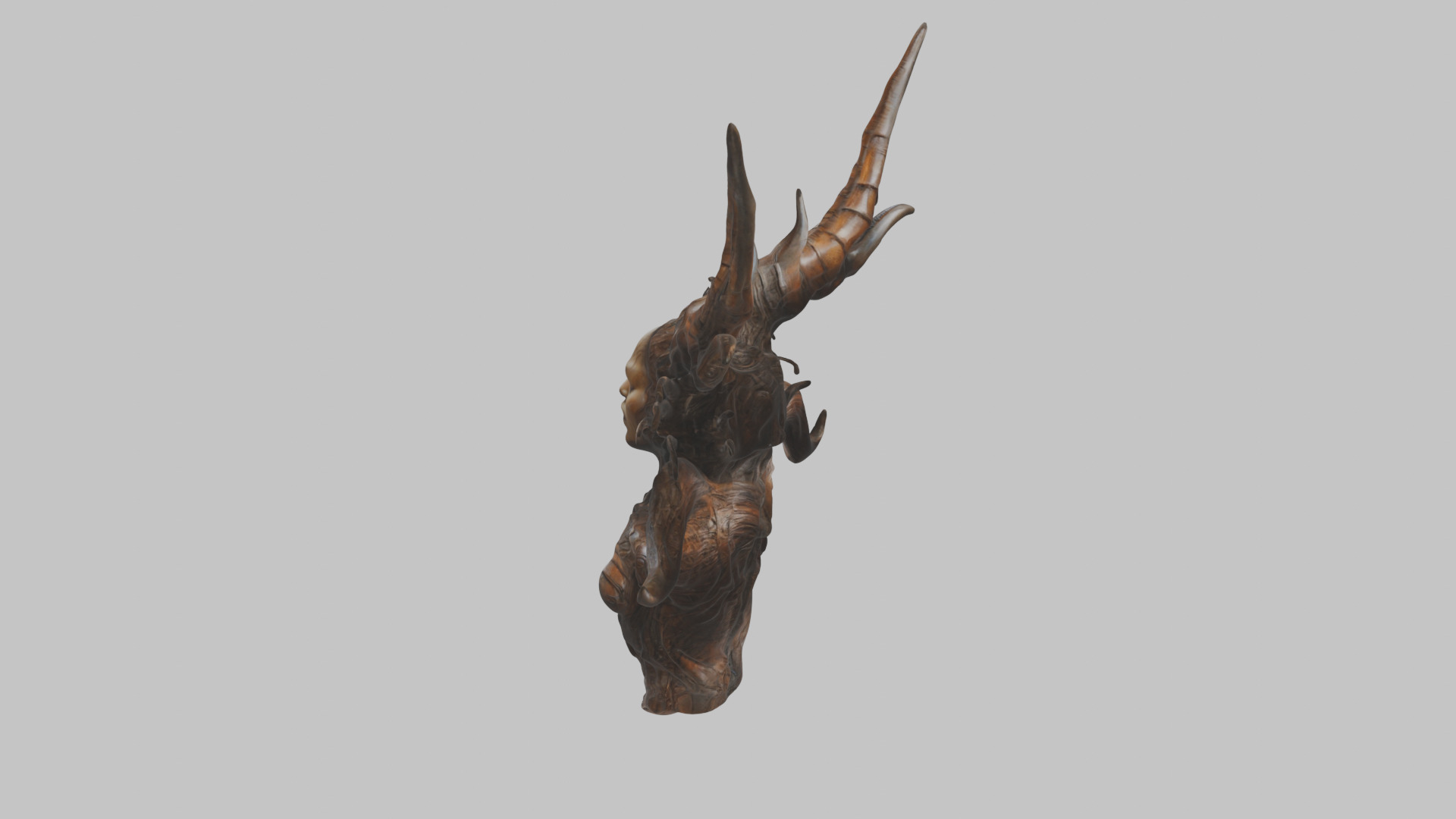 Demon Woman Alien Head Bust Low-poly 3D model_3