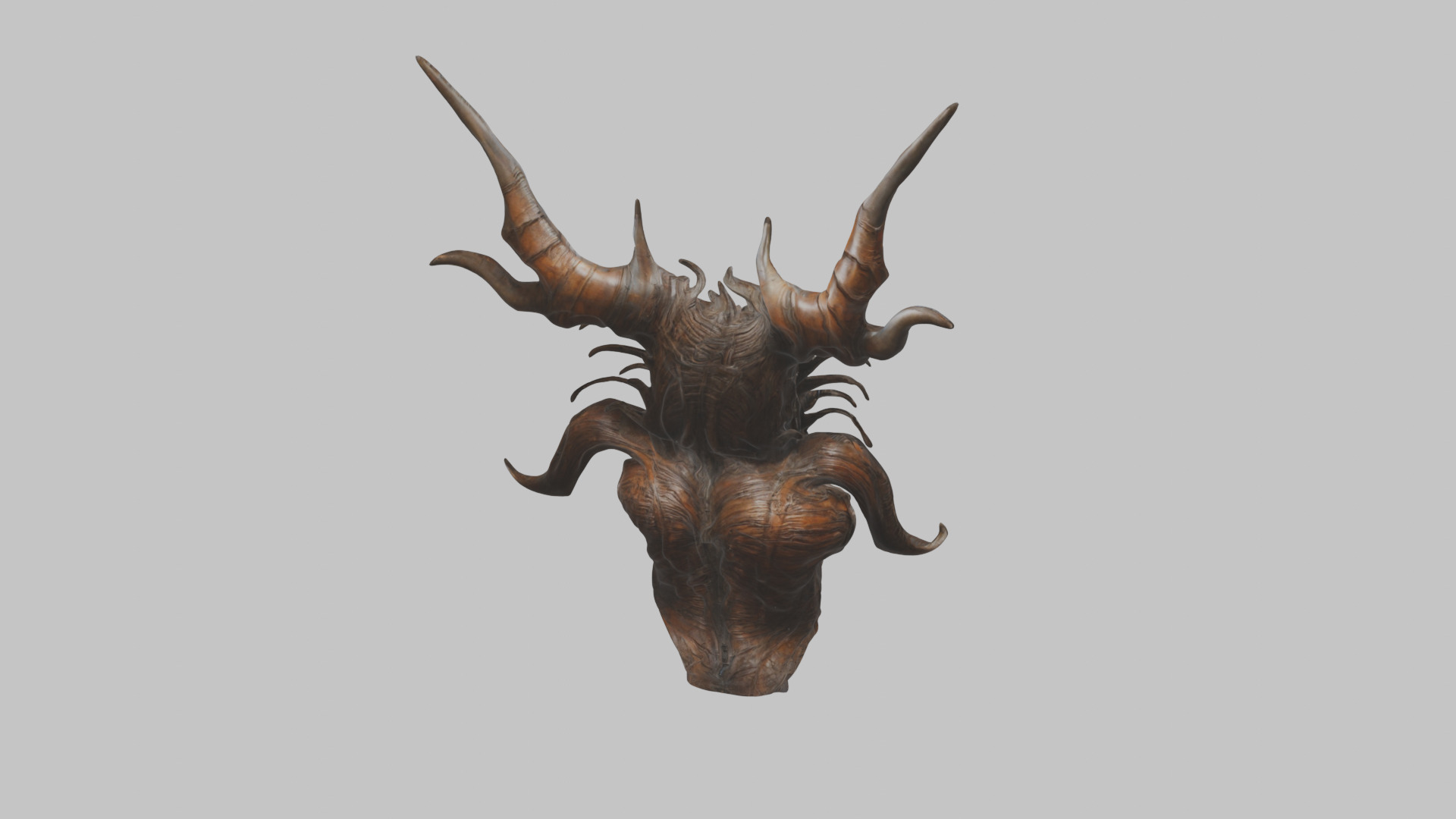 Demon Woman Alien Head Bust Low-poly 3D model_14
