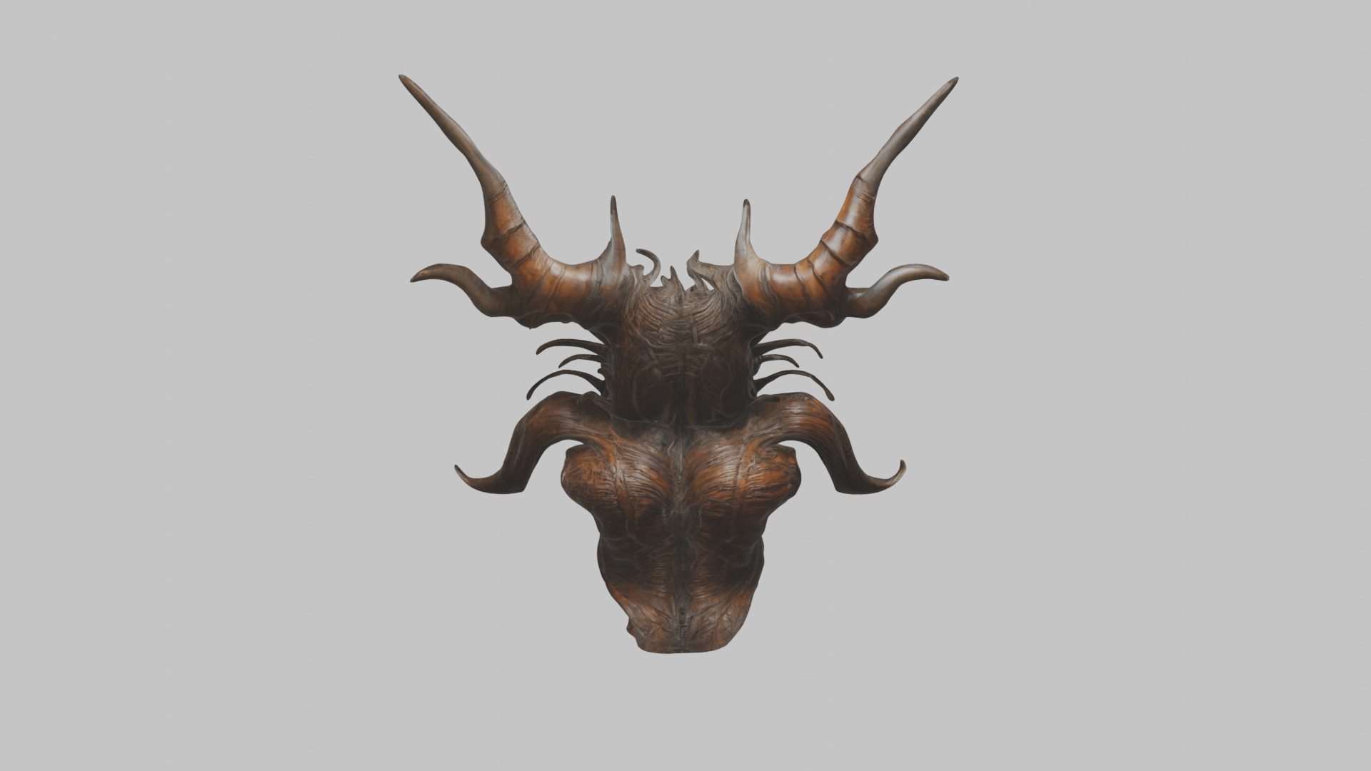 Demon Woman Alien Head Bust Low-poly 3D model_15