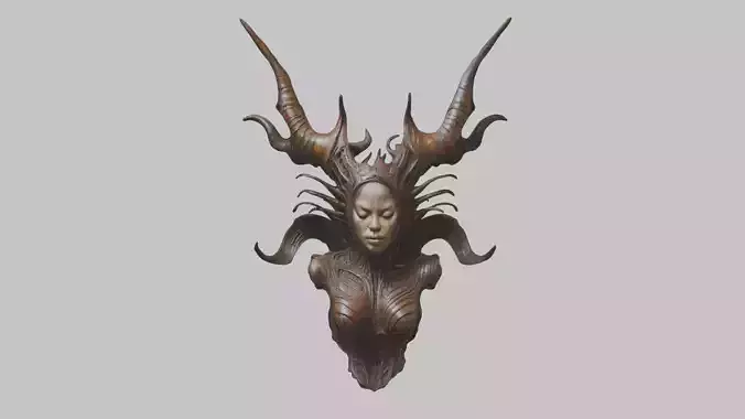 Demon Woman Alien Head Bust