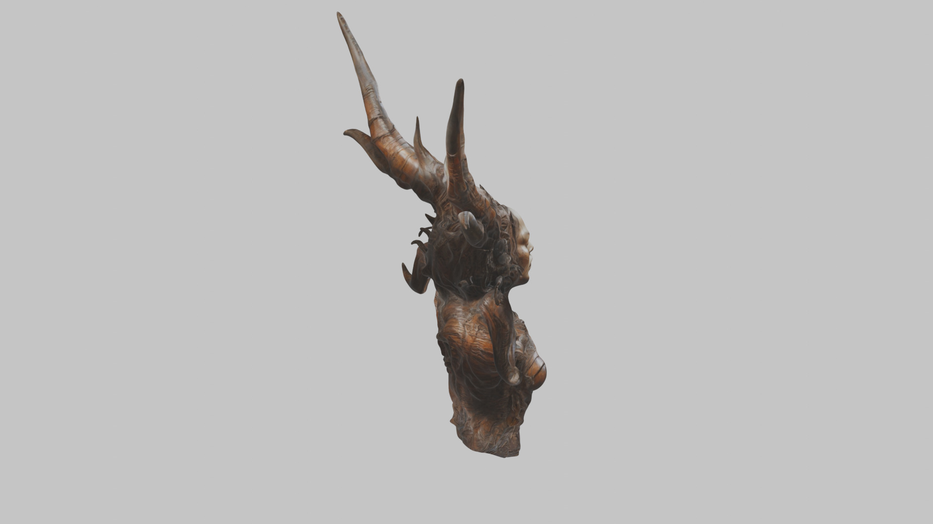 Demon Woman Alien Head Bust Low-poly 3D model_12