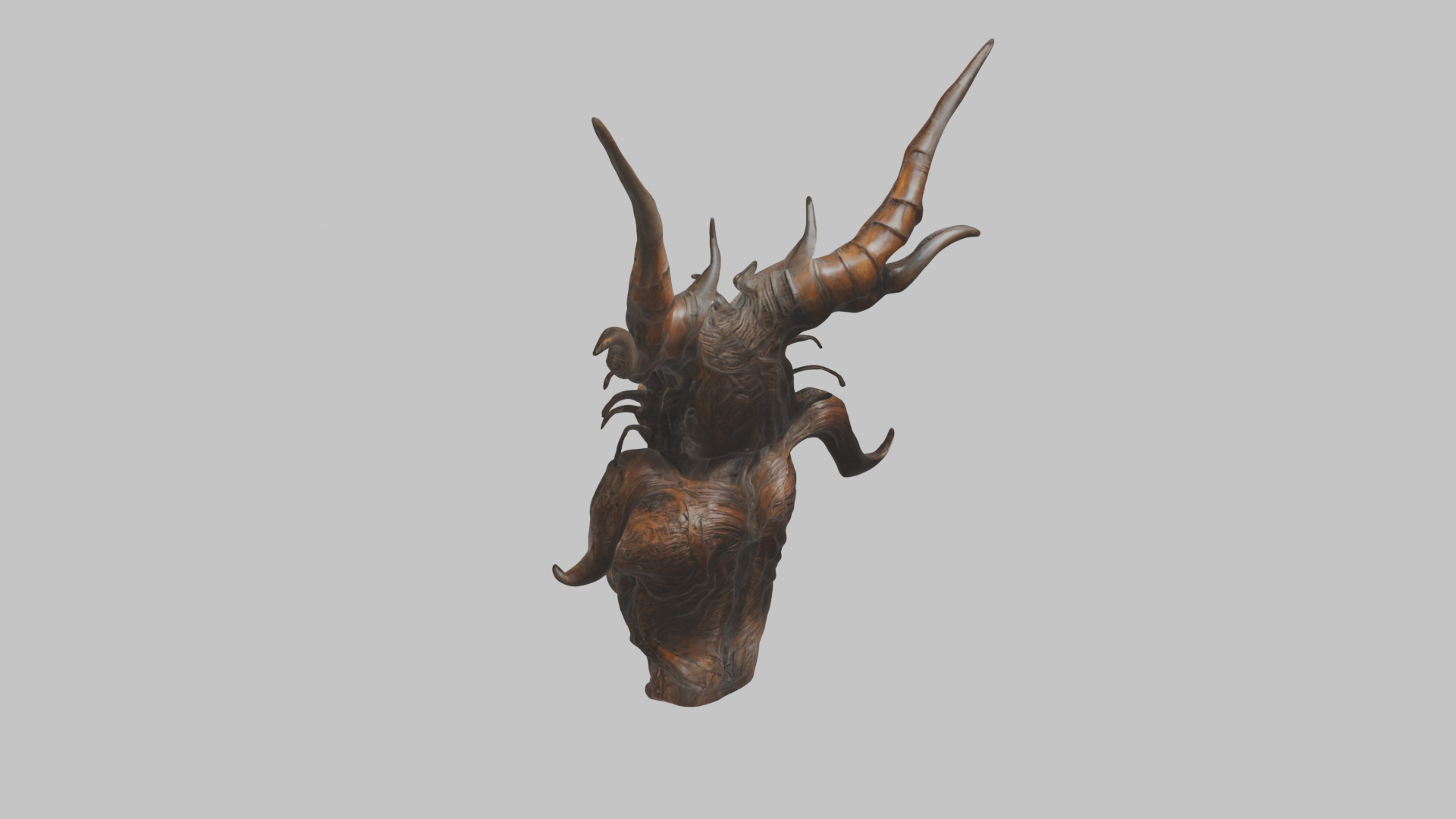 Demon Woman Alien Head Bust Low-poly 3D model_2
