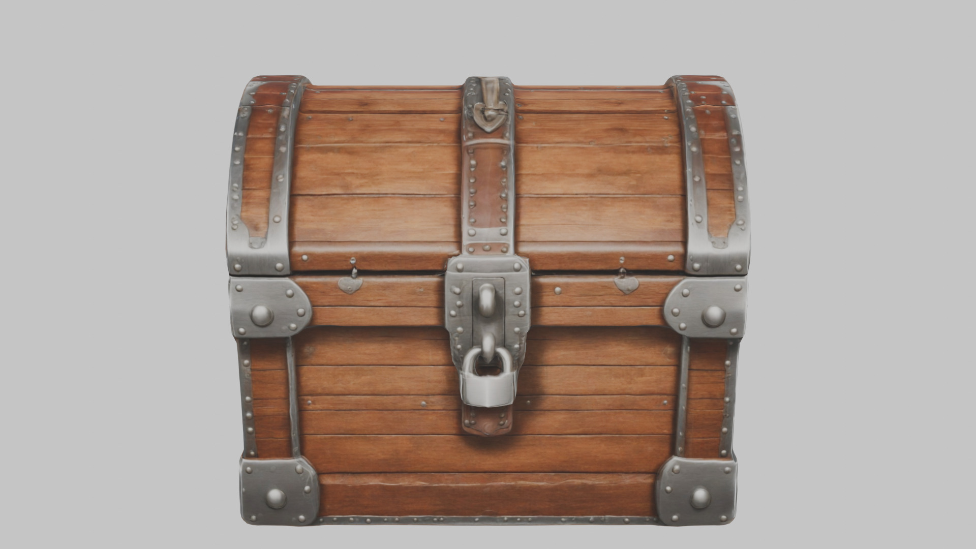 wooden treasure chest Low-poly 3D model_15