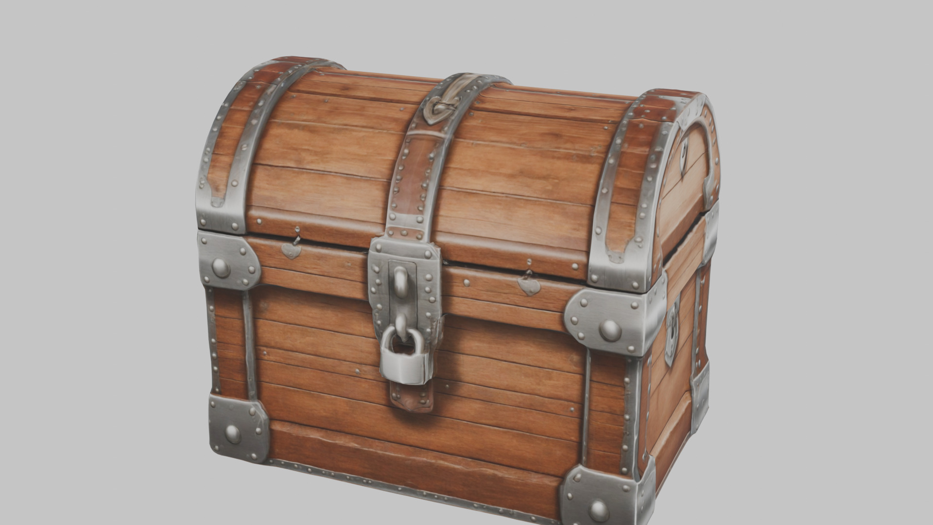 wooden treasure chest Low-poly 3D model_14