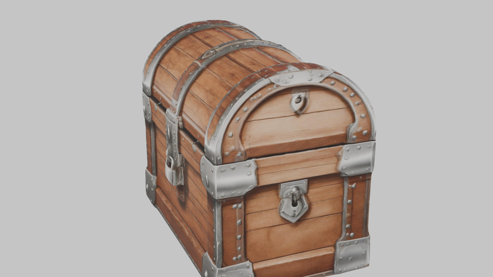 wooden treasure chest Low-poly 3D model_12
