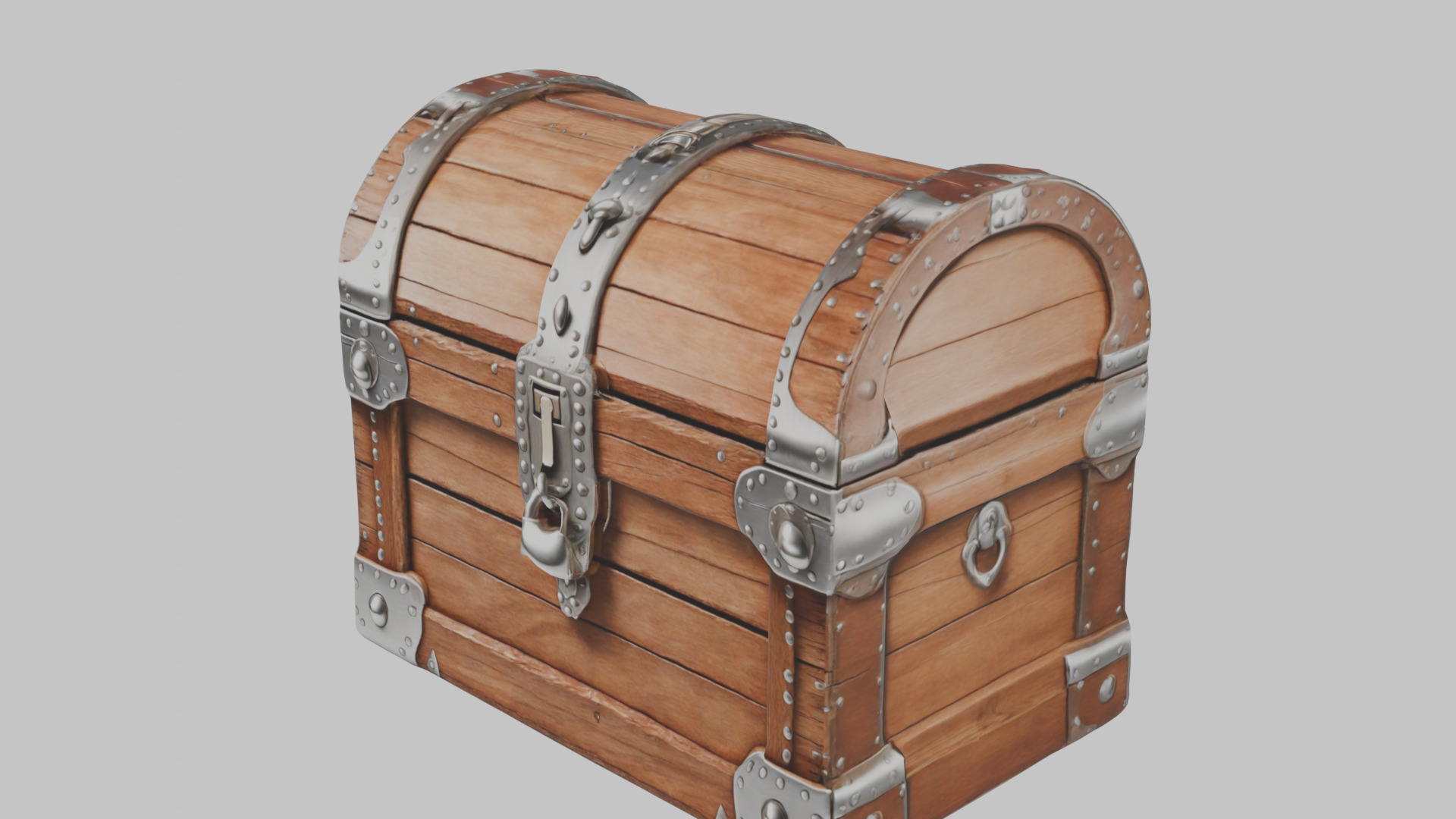 wooden treasure chest Low-poly 3D model_6