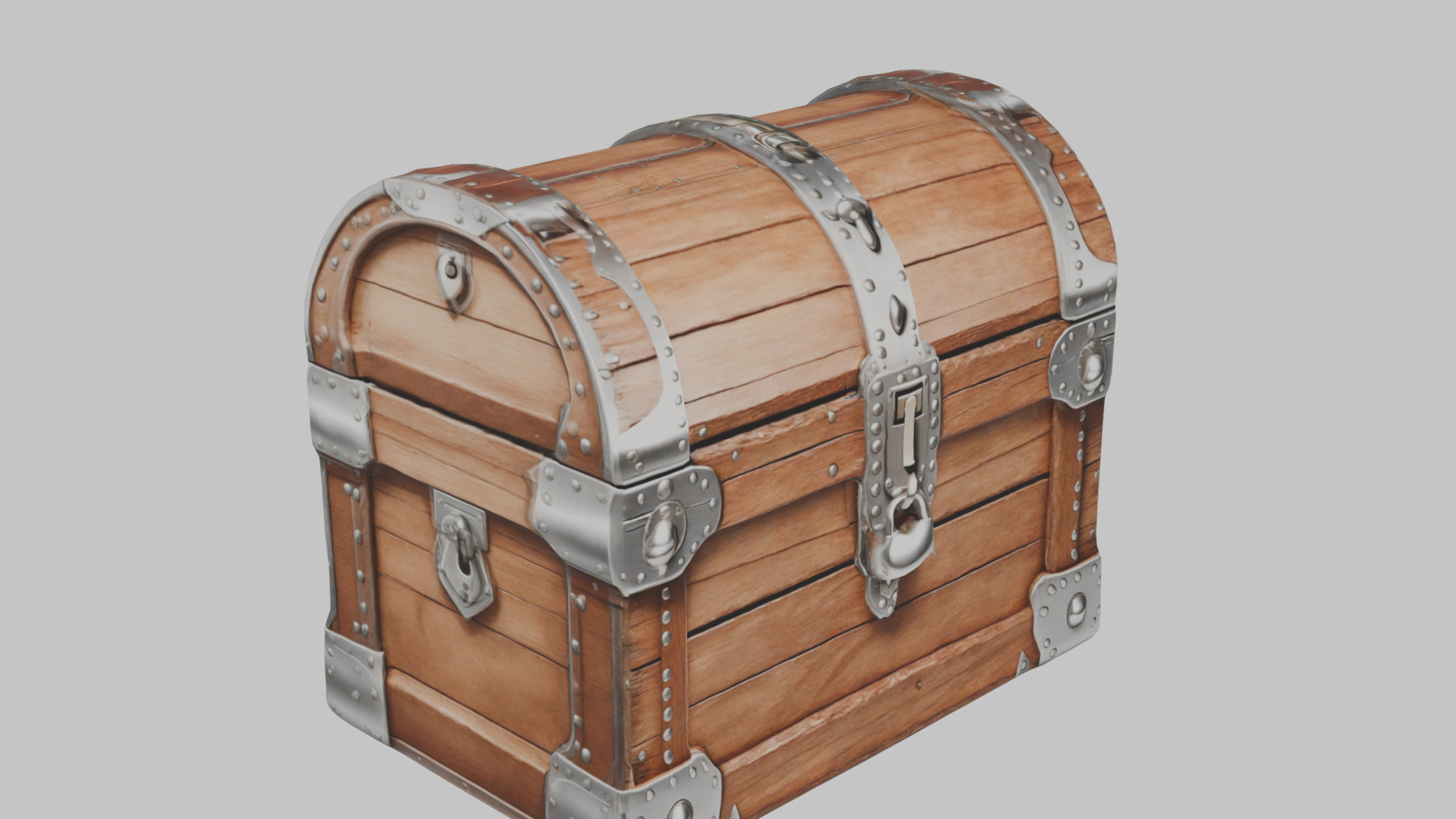 wooden treasure chest Low-poly 3D model_9