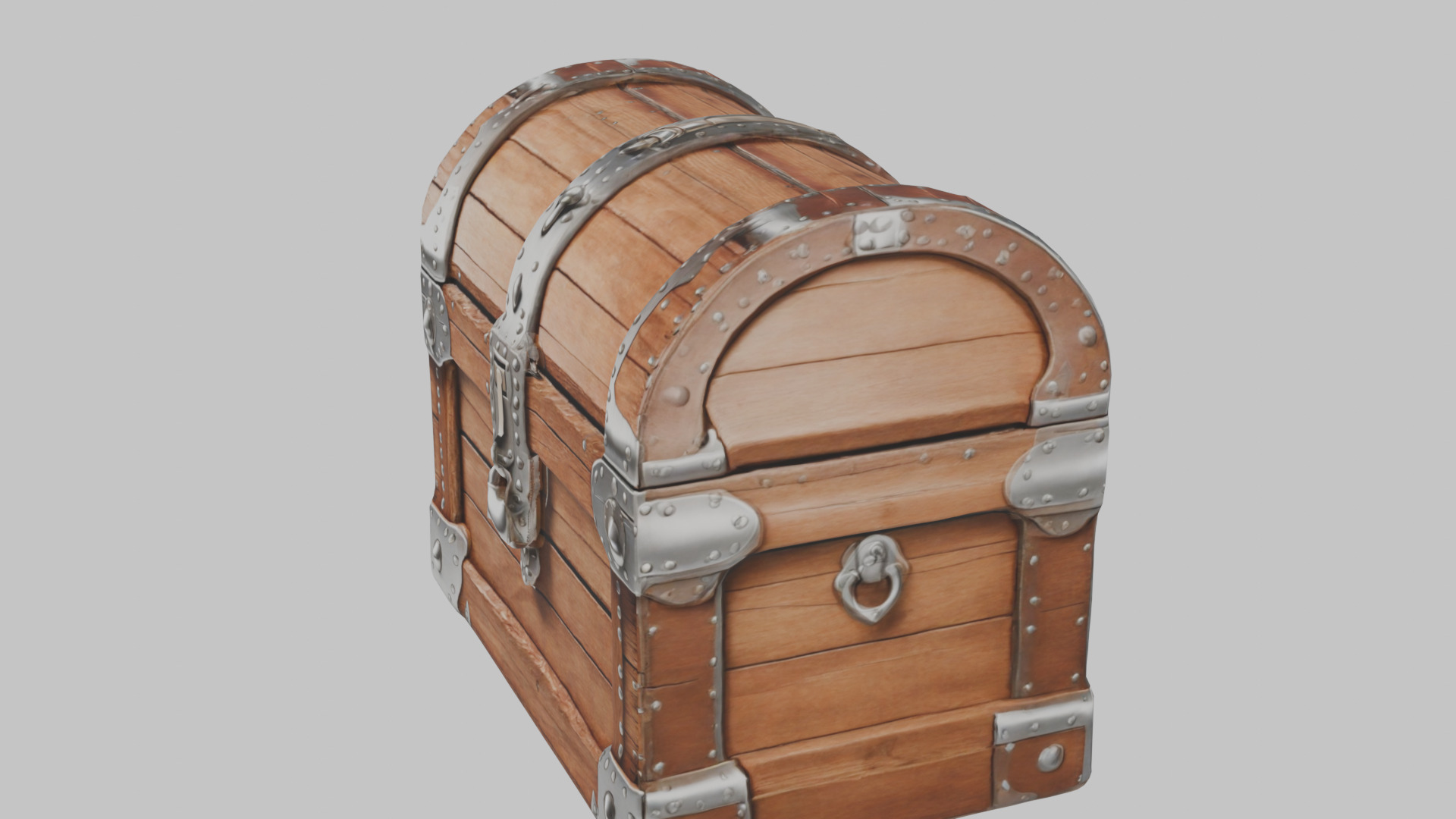 wooden treasure chest Low-poly 3D model_5