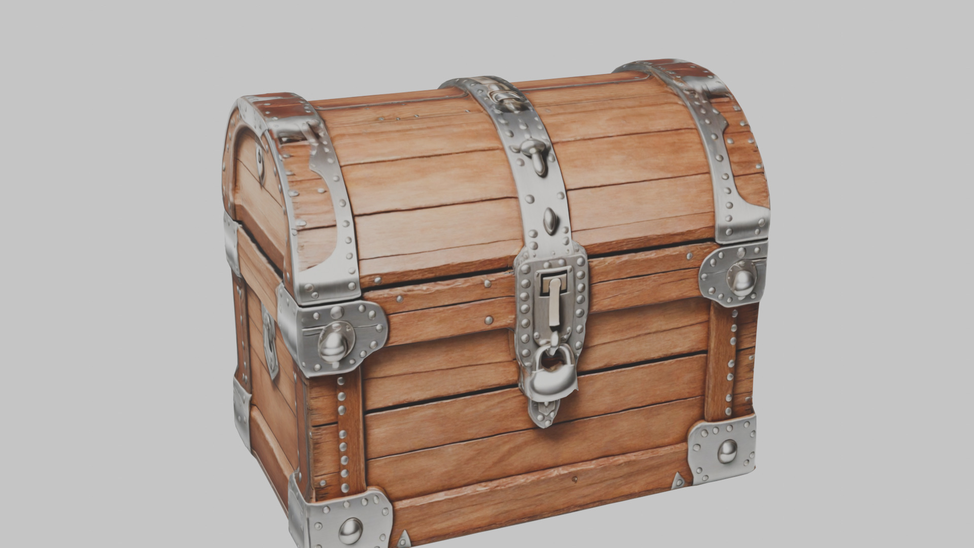wooden treasure chest Low-poly 3D model_8