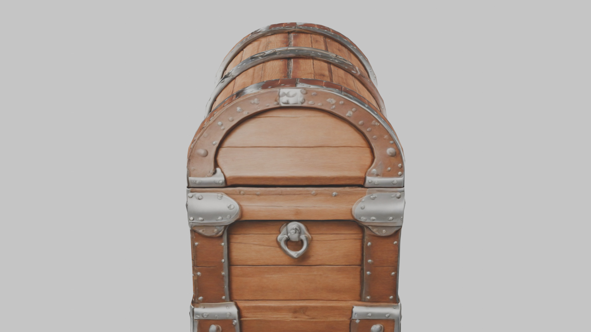wooden treasure chest Low-poly 3D model_4