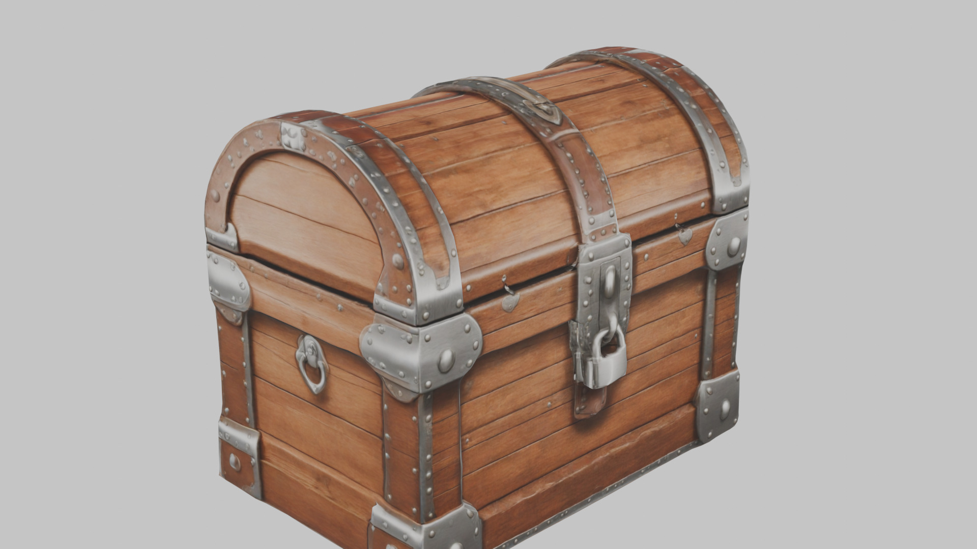 wooden treasure chest Low-poly 3D model_2