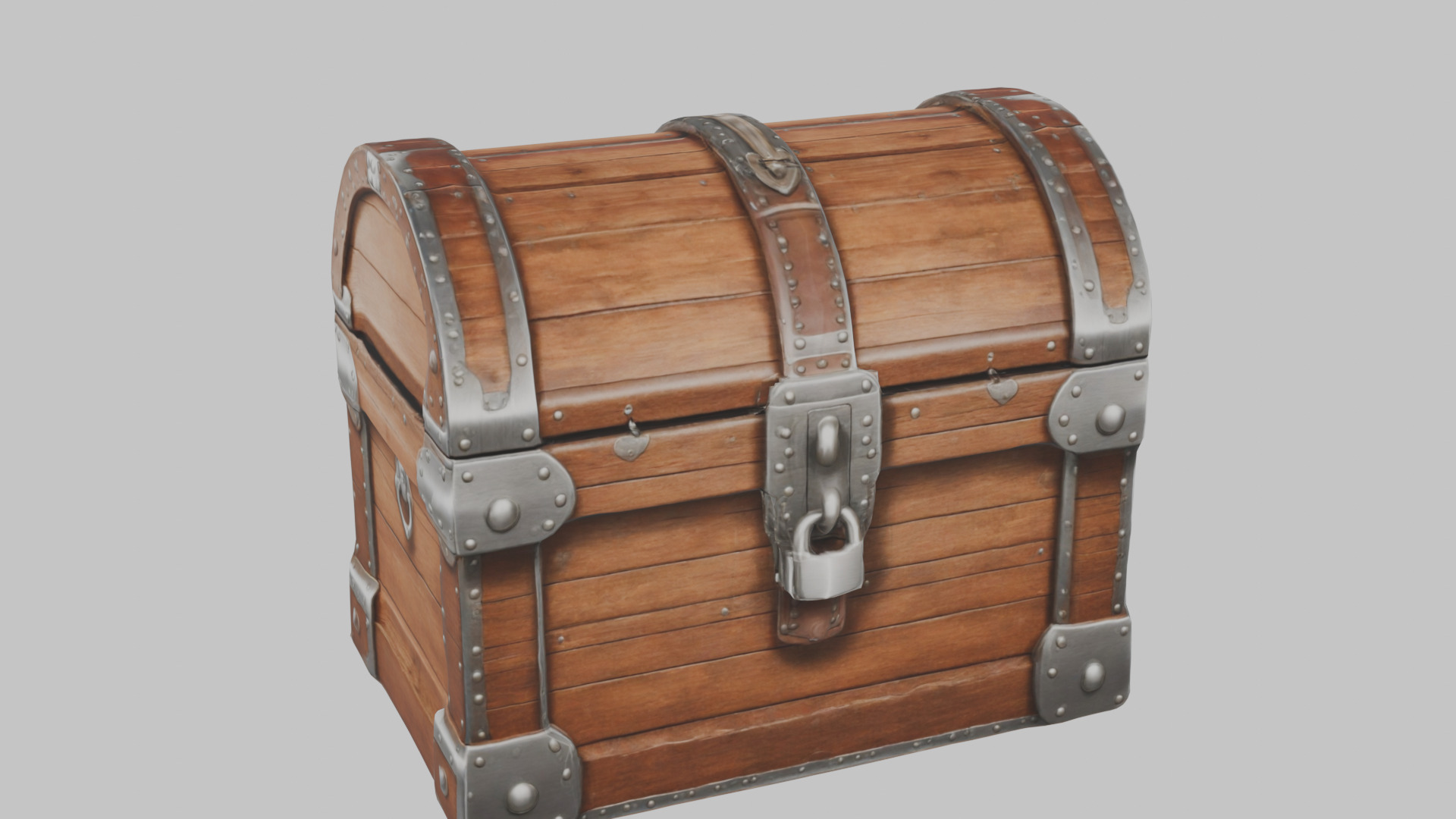 wooden treasure chest Low-poly 3D model_1