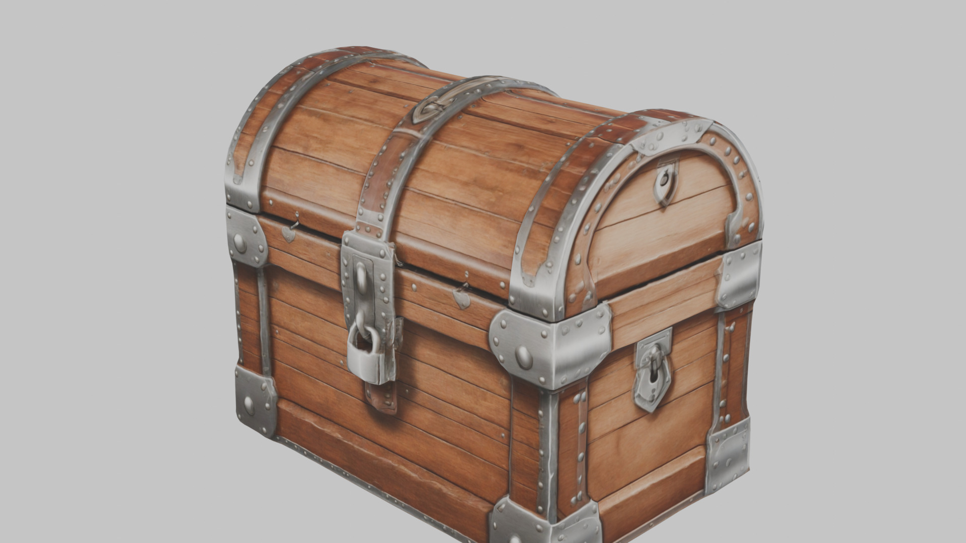 wooden treasure chest Low-poly 3D model_13