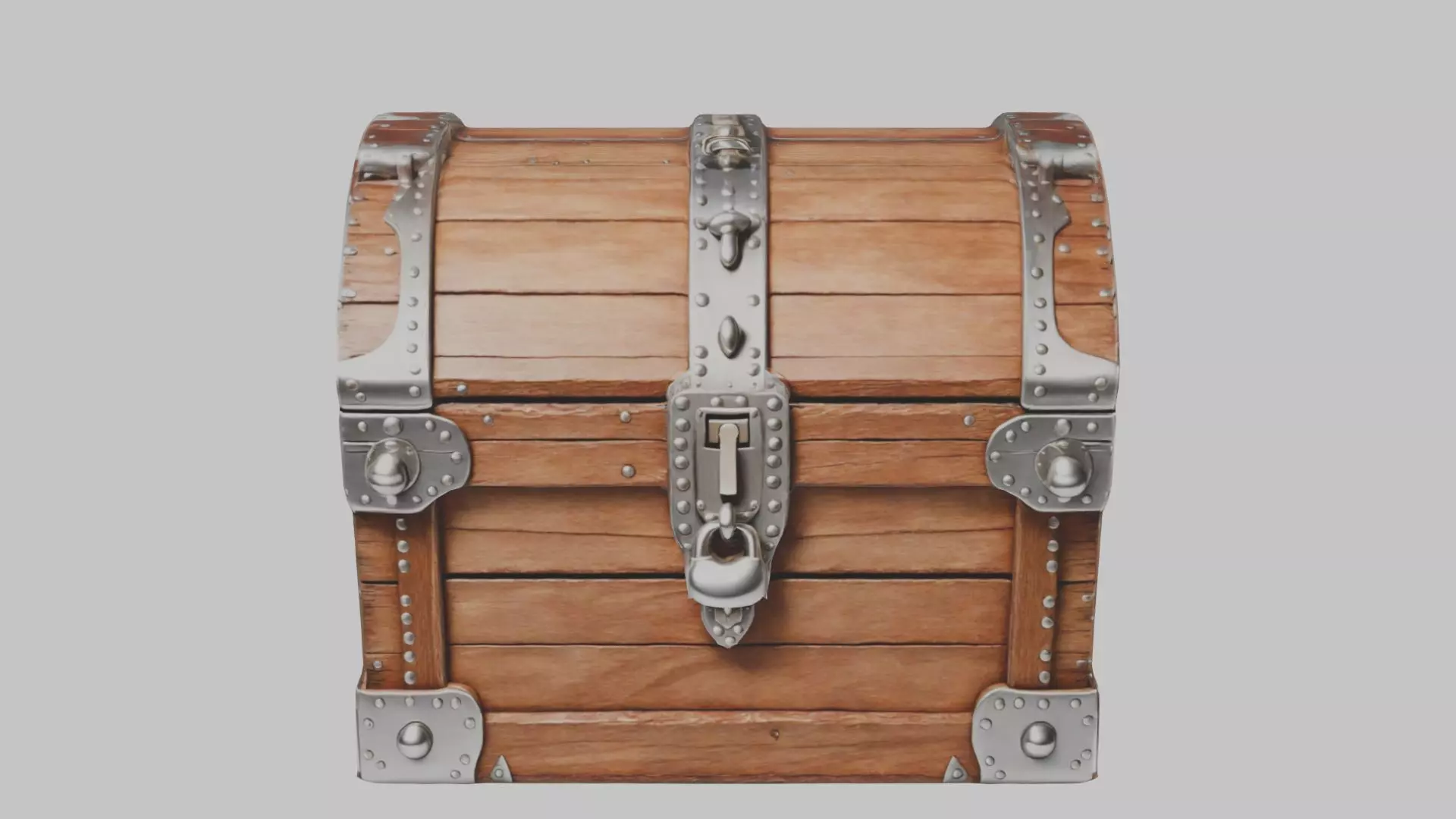 wooden treasure chest Low-poly 3D model_0