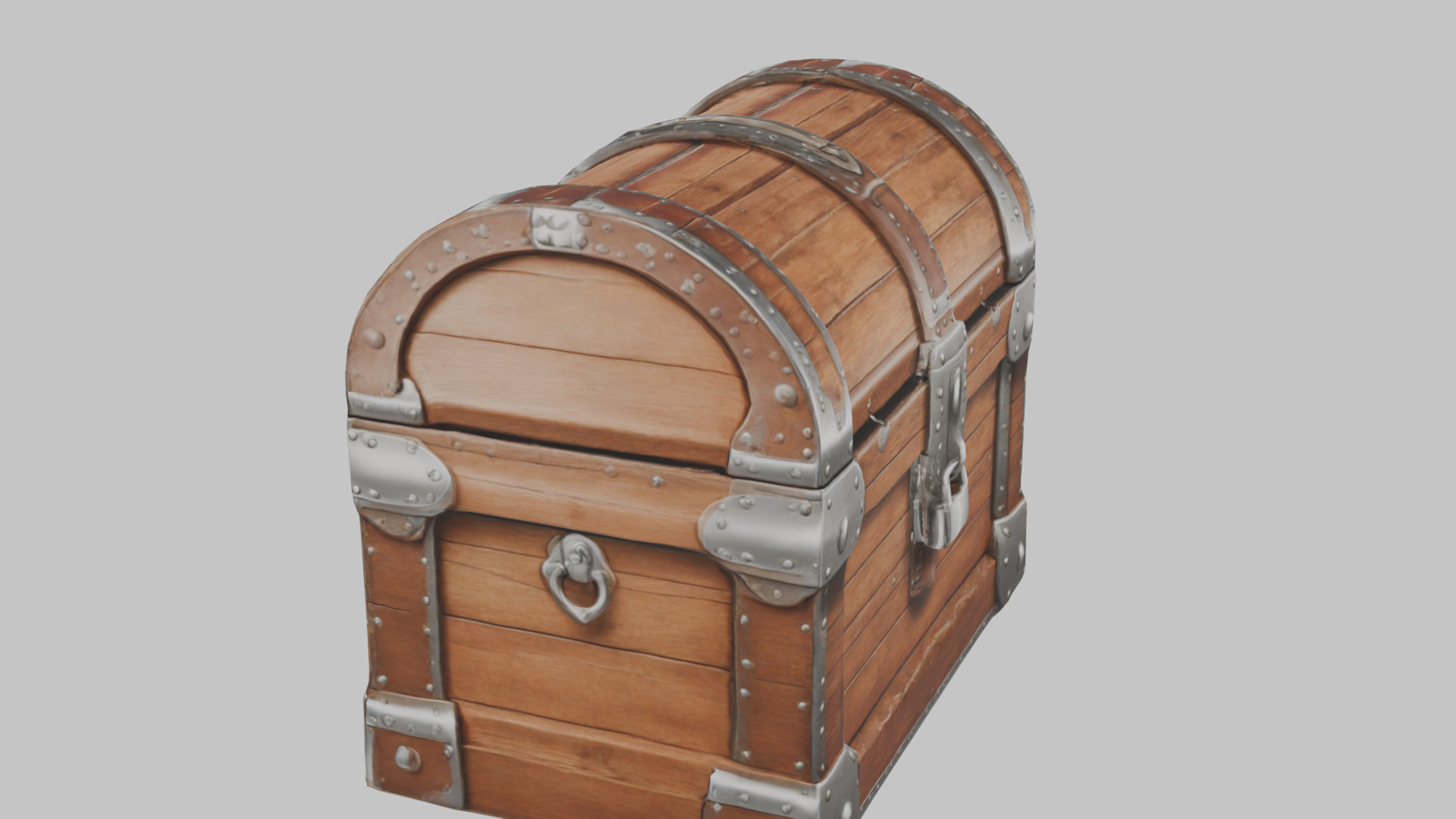 wooden treasure chest Low-poly 3D model_3