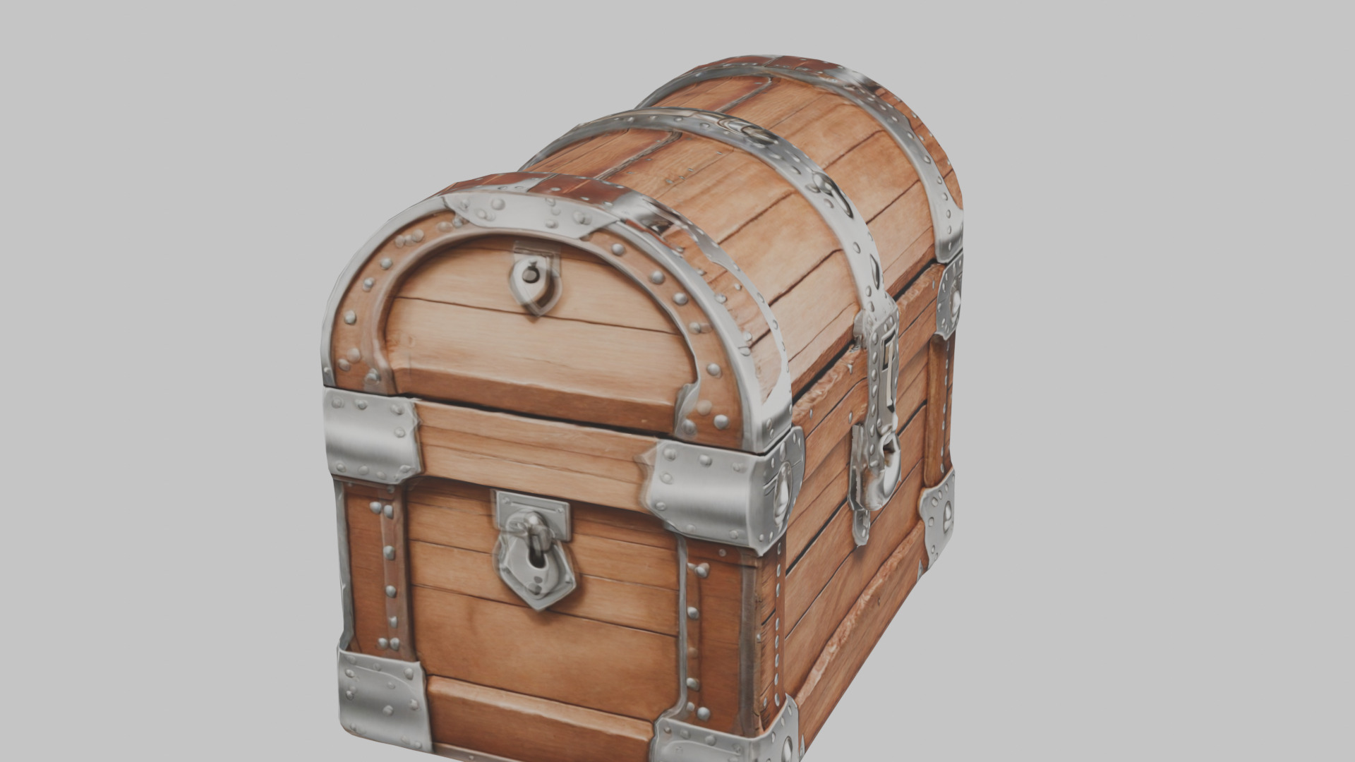 wooden treasure chest Low-poly 3D model_10