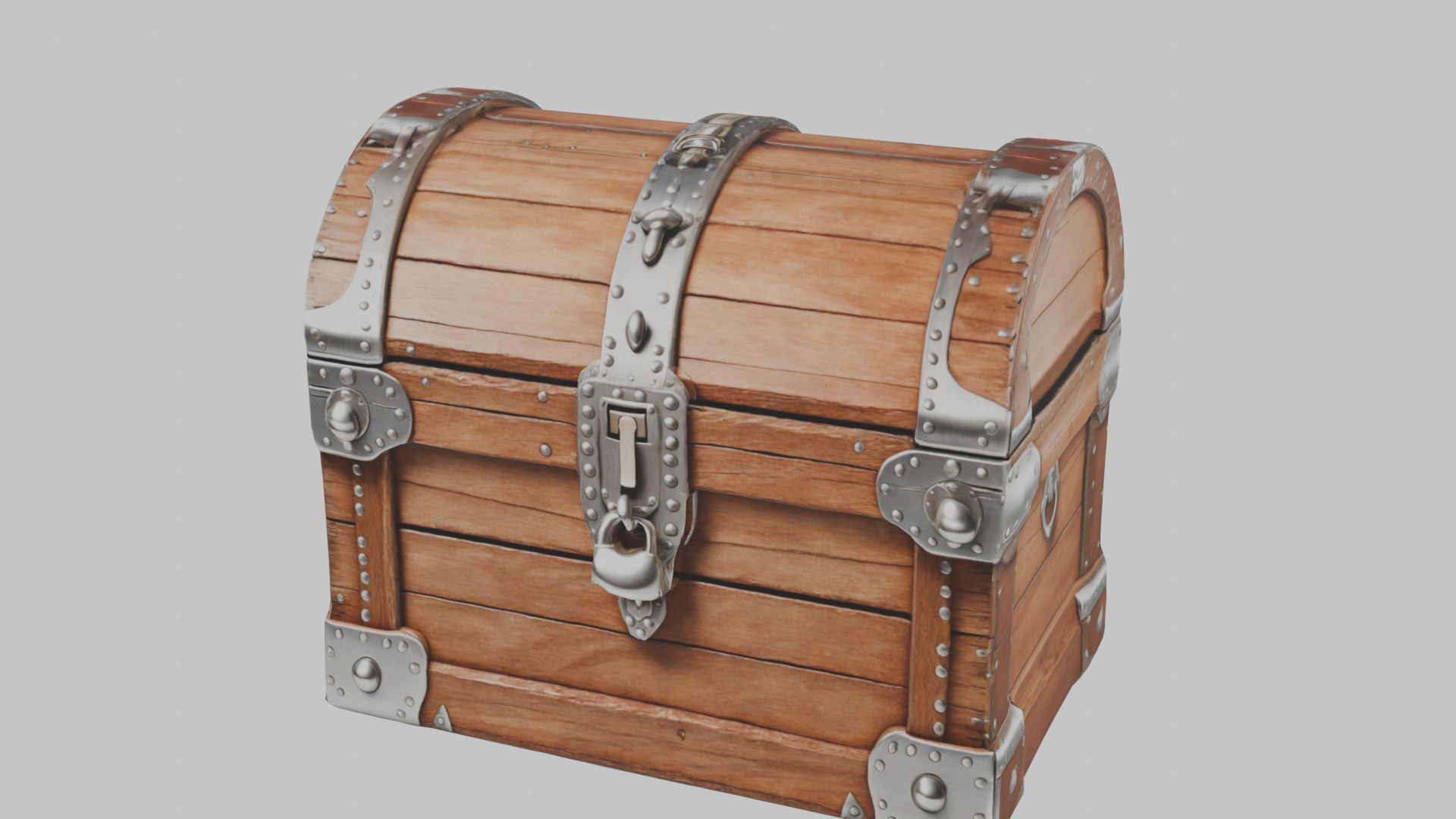 wooden treasure chest Low-poly 3D model_7