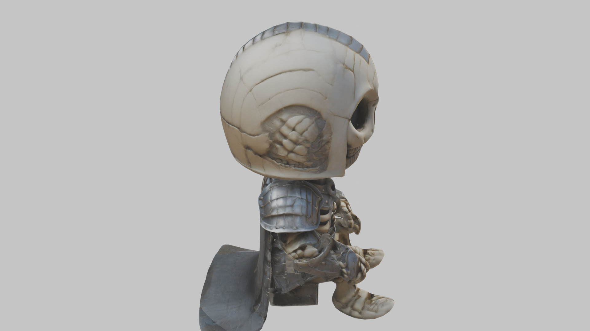 Skeleton Knight Stylized lowpoly character Low-poly 3D model_11