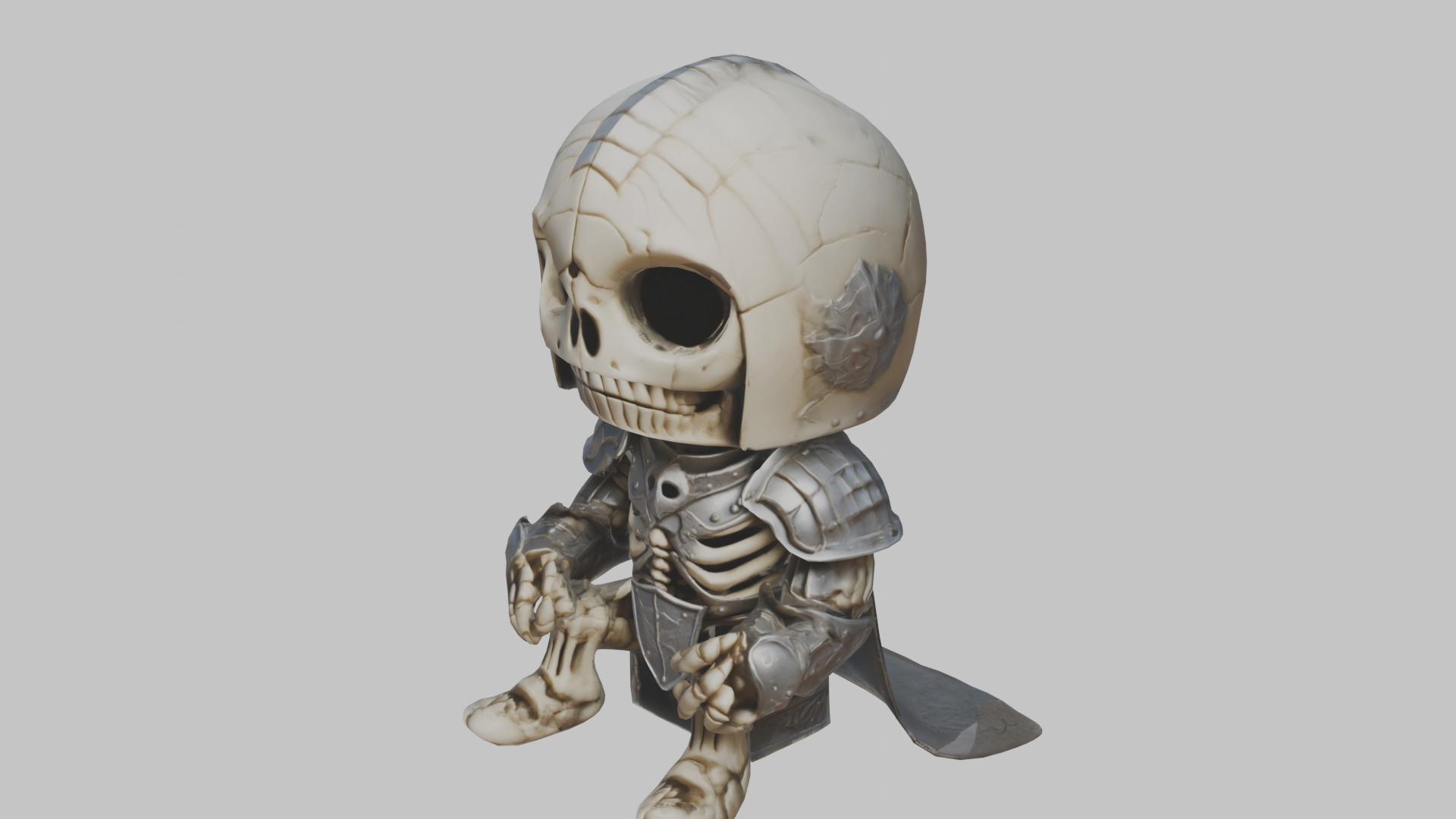 Skeleton Knight Stylized lowpoly character Low-poly 3D model_6