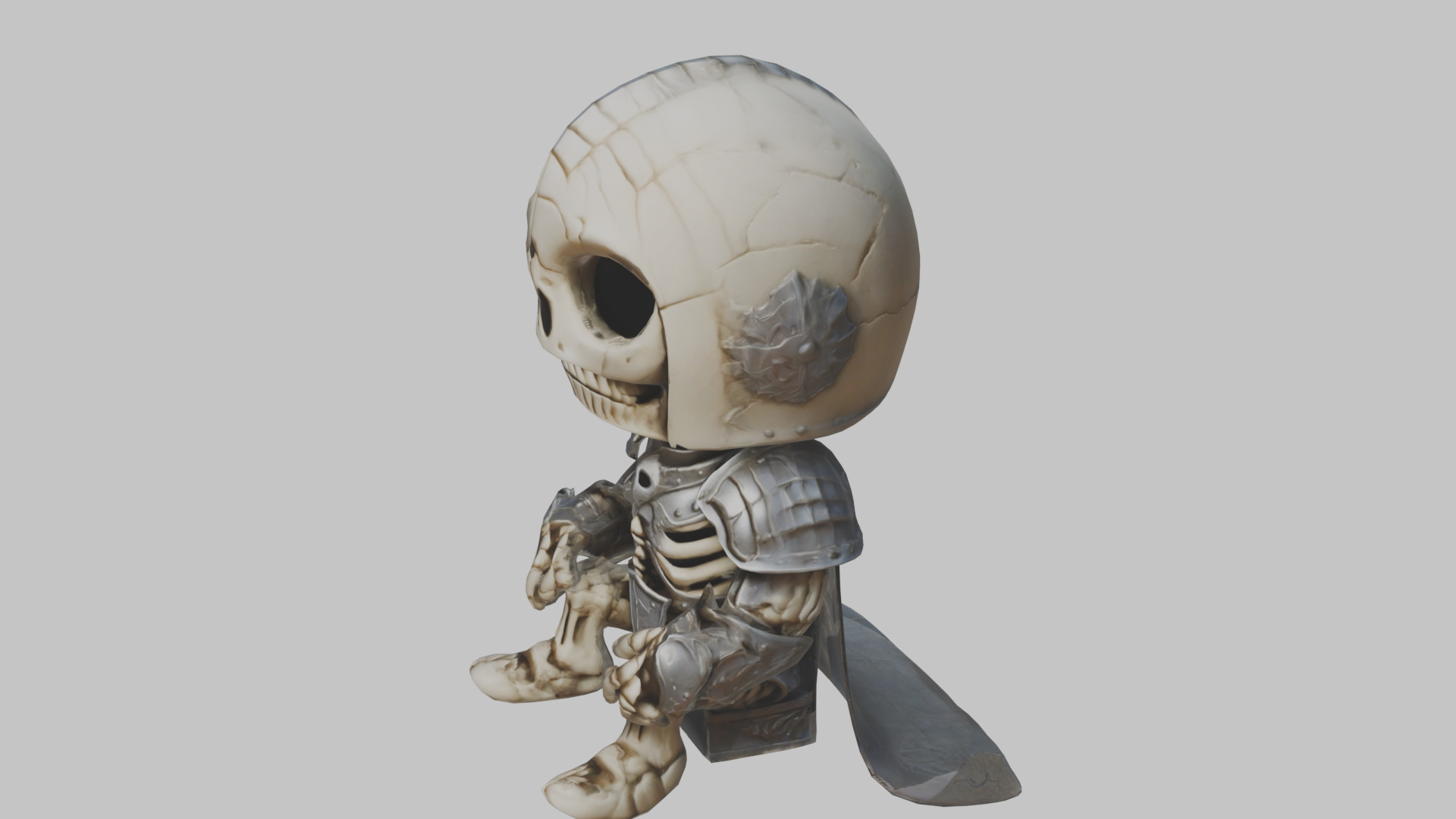 Skeleton Knight Stylized lowpoly character Low-poly 3D model_5