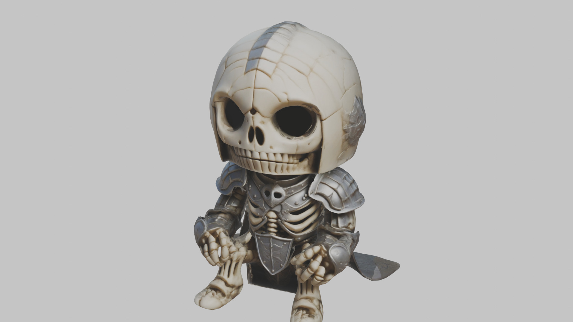 Skeleton Knight Stylized lowpoly character Low-poly 3D model_7