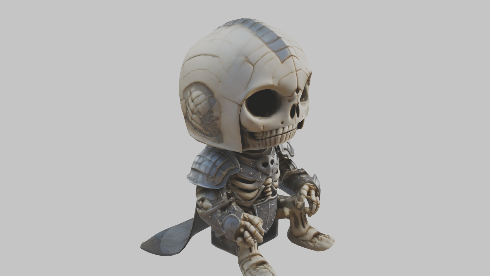 Skeleton Knight Stylized lowpoly character Low-poly 3D model_9