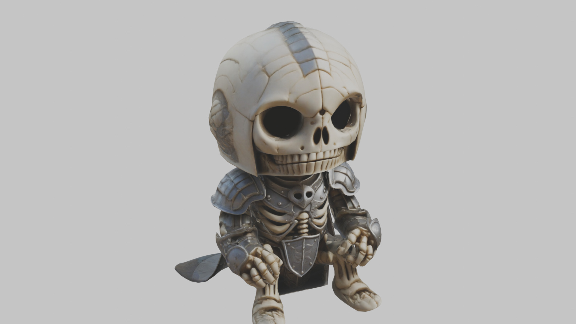 Skeleton Knight Stylized lowpoly character Low-poly 3D model_8