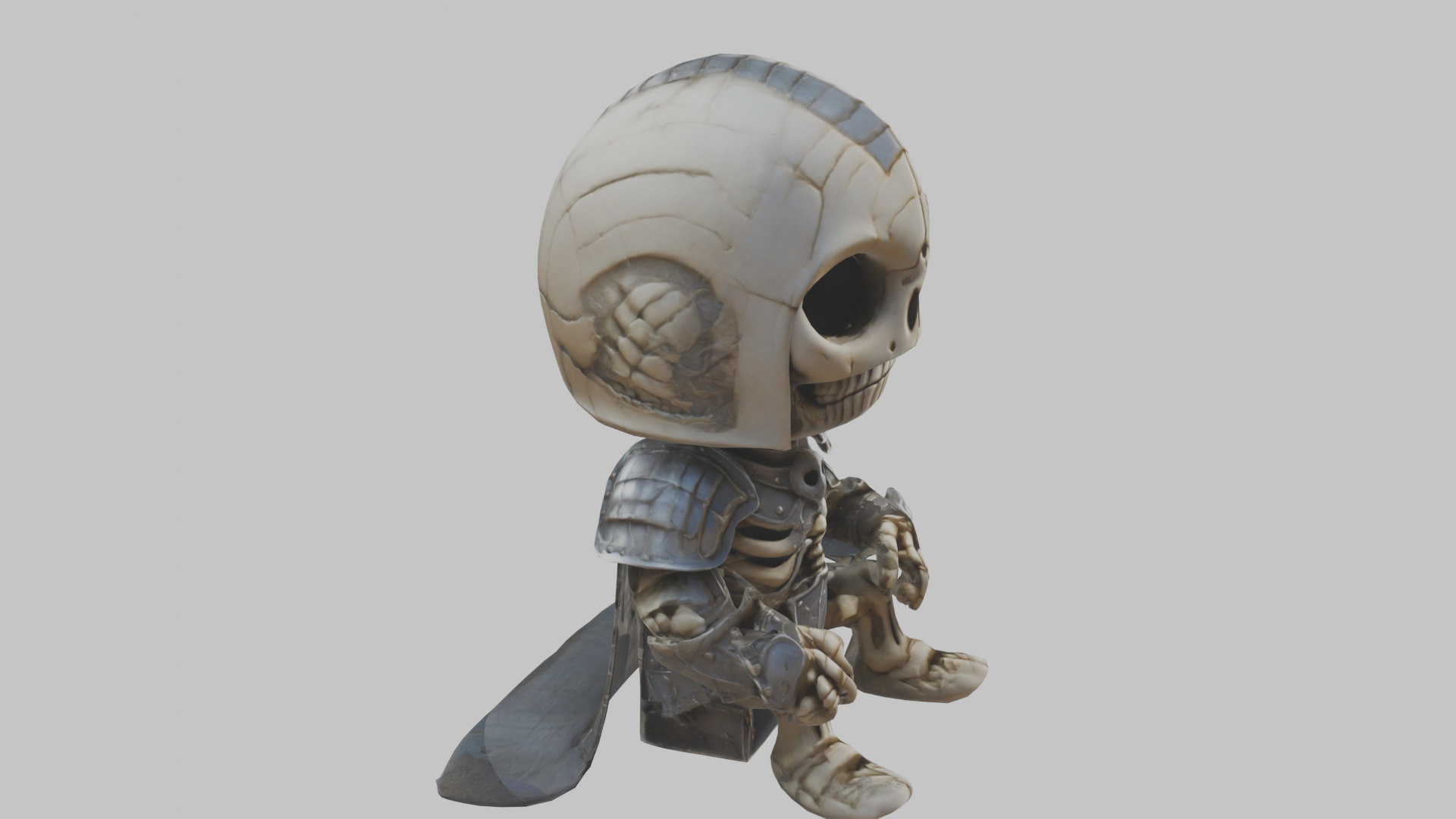 Skeleton Knight Stylized lowpoly character Low-poly 3D model_10