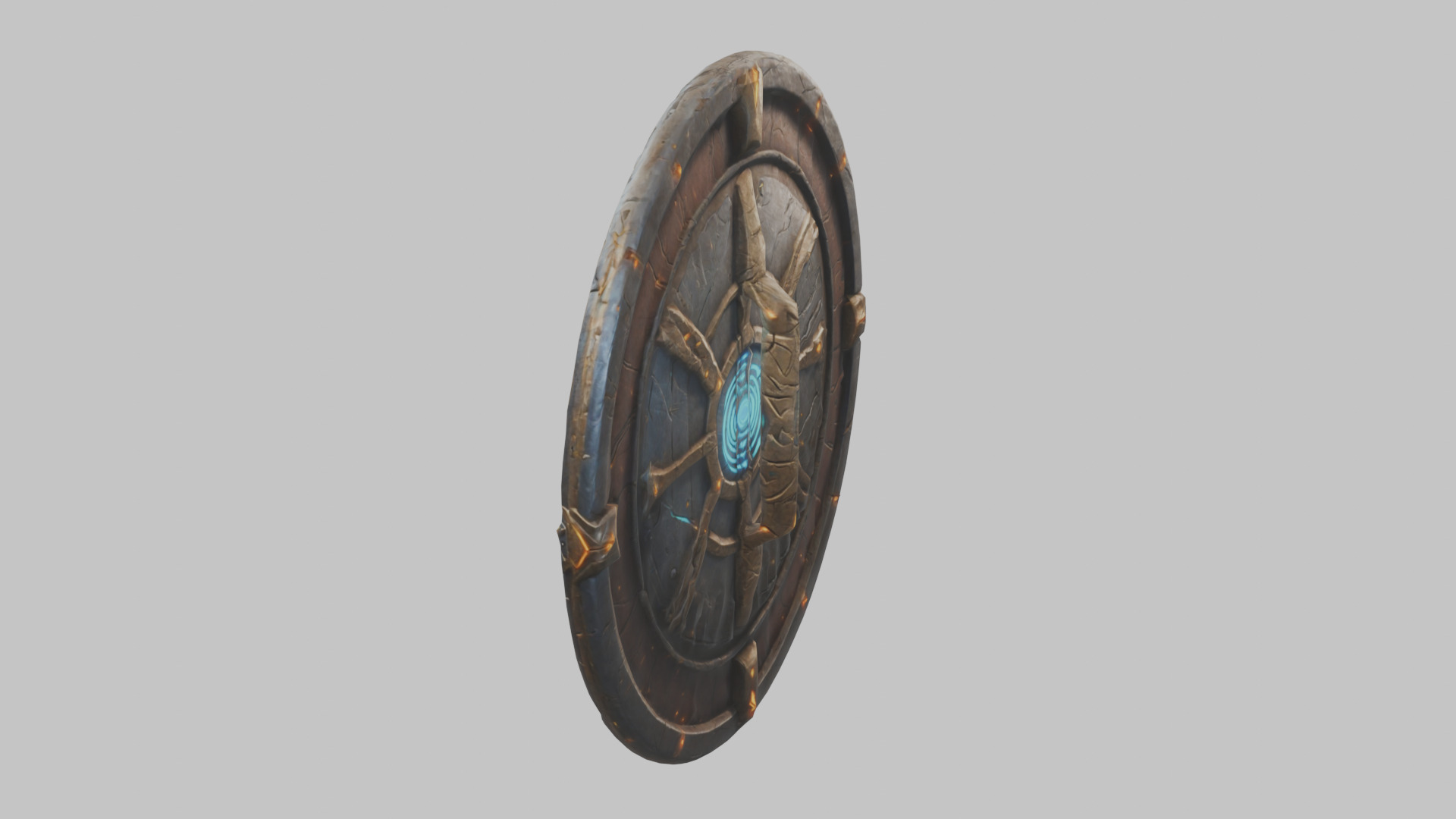 SKull shield medieval lowpoly game asset Low-poly 3D model_3
