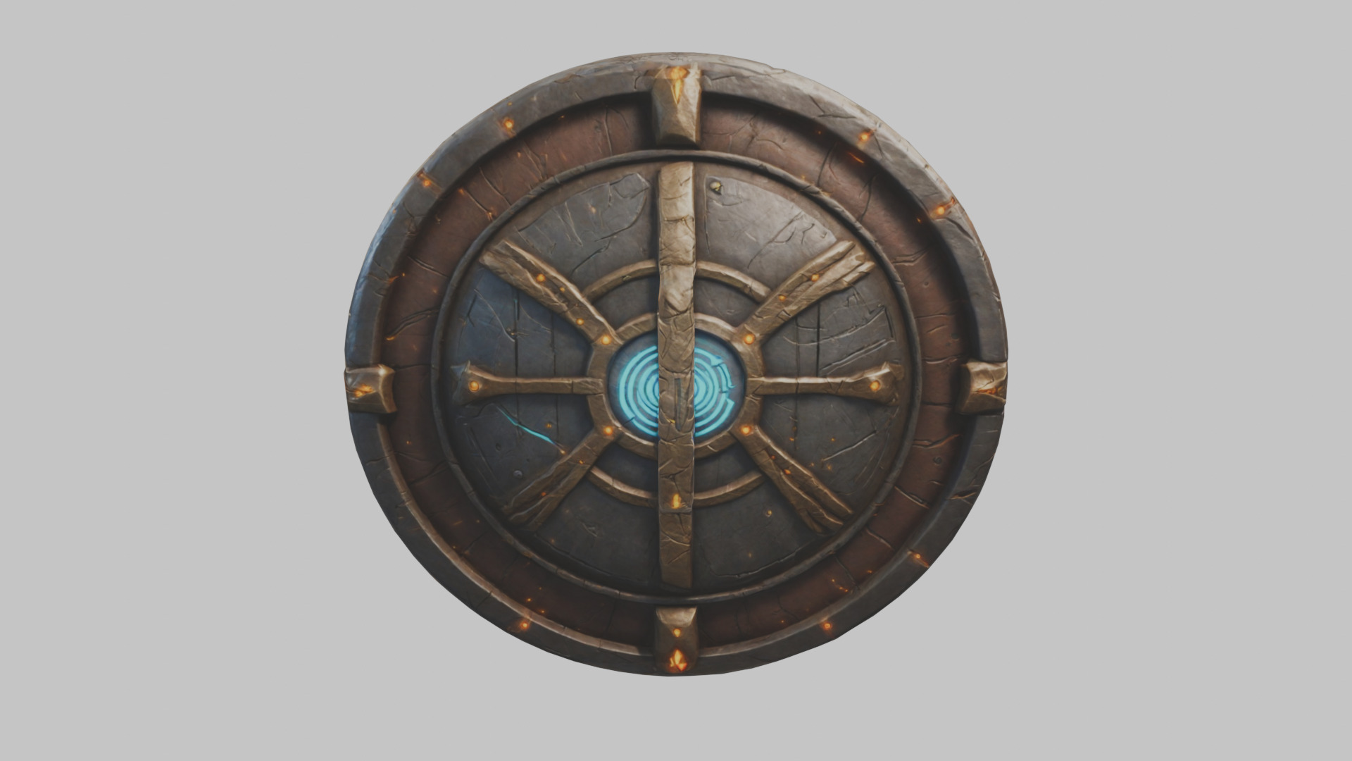 SKull shield medieval lowpoly game asset Low-poly 3D model_15