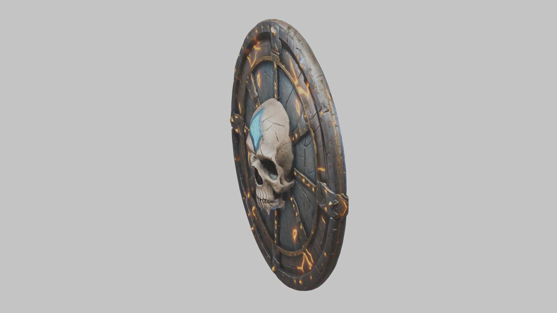 SKull shield medieval lowpoly game asset Low-poly 3D model_5