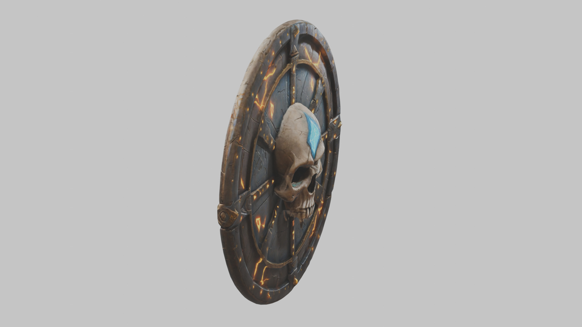 SKull shield medieval lowpoly game asset Low-poly 3D model_10