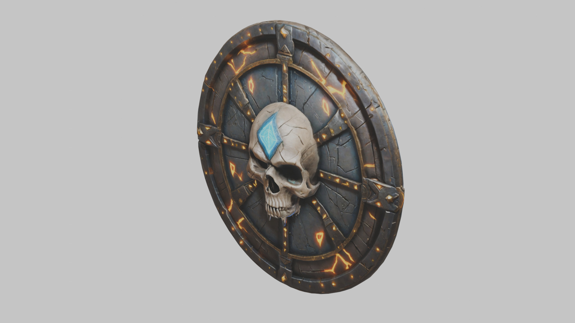 SKull shield medieval lowpoly game asset Low-poly 3D model_6