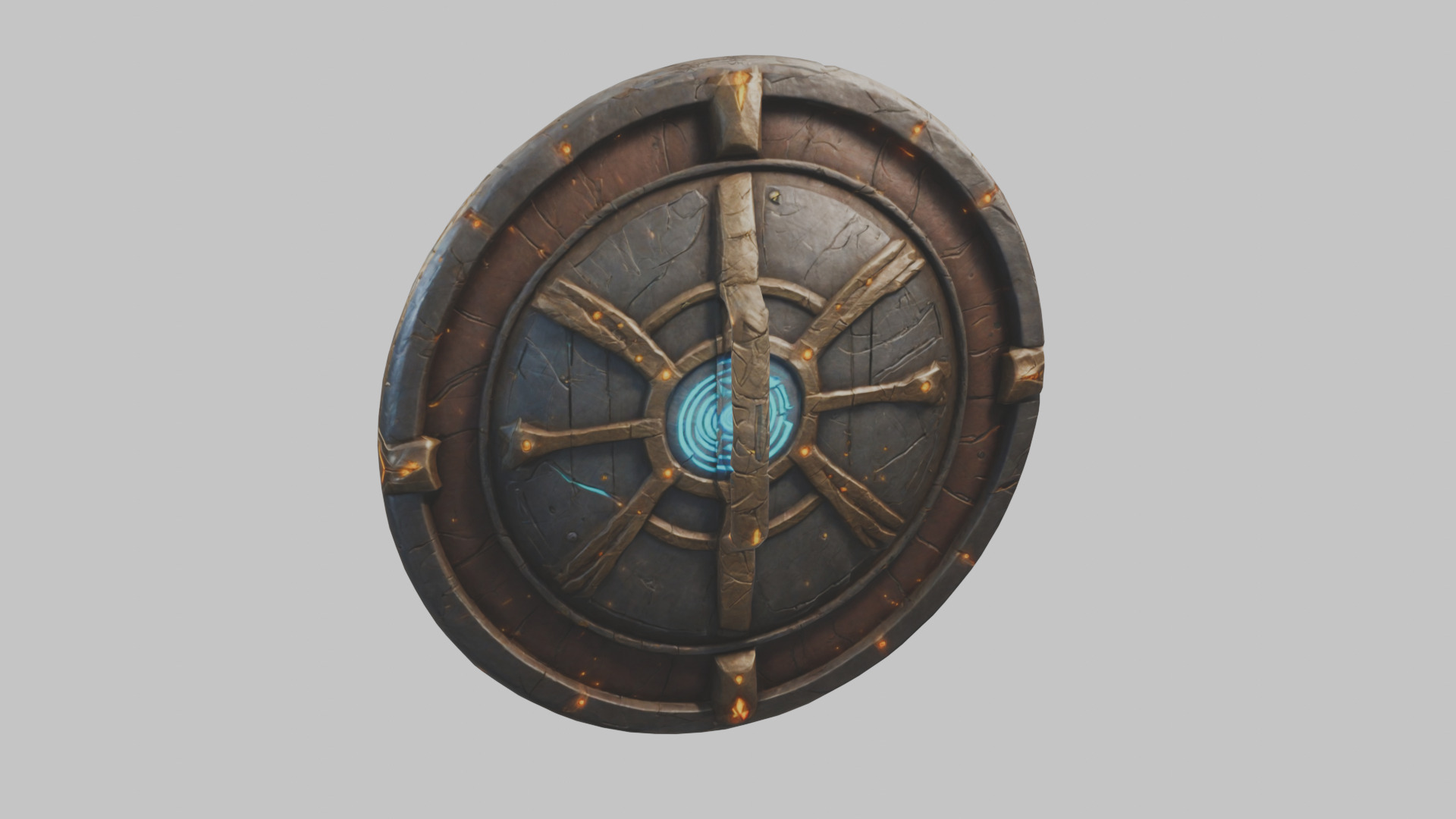 SKull shield medieval lowpoly game asset Low-poly 3D model_1