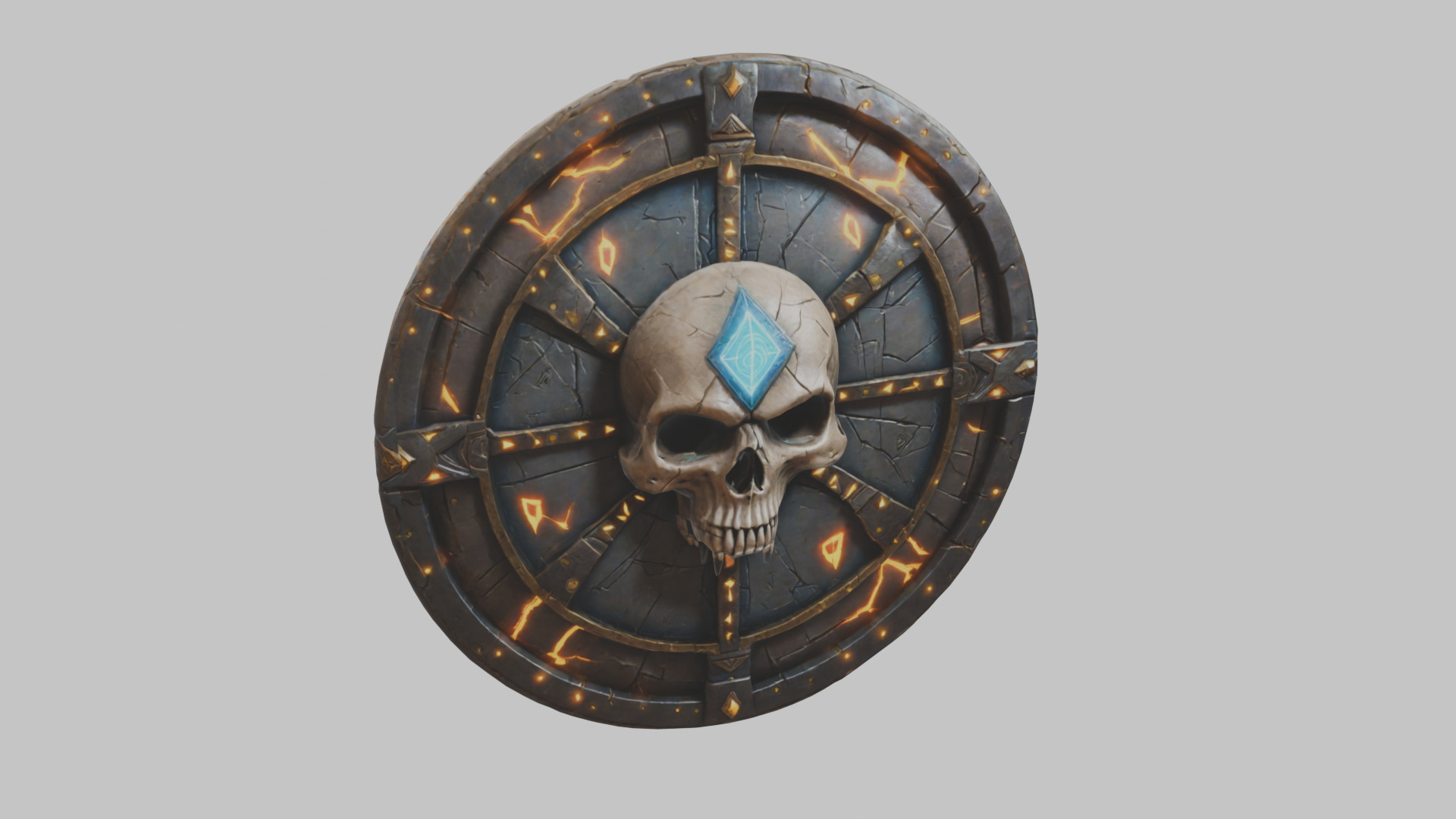 SKull shield medieval lowpoly game asset Low-poly 3D model_8