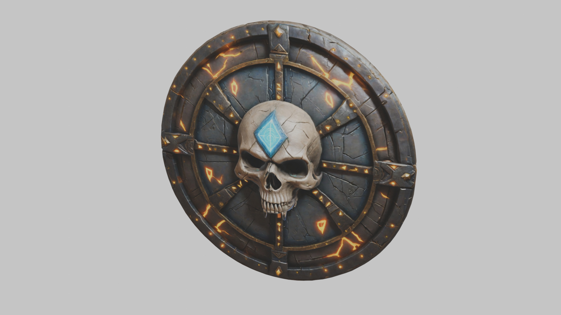 SKull shield medieval lowpoly game asset Low-poly 3D model_7