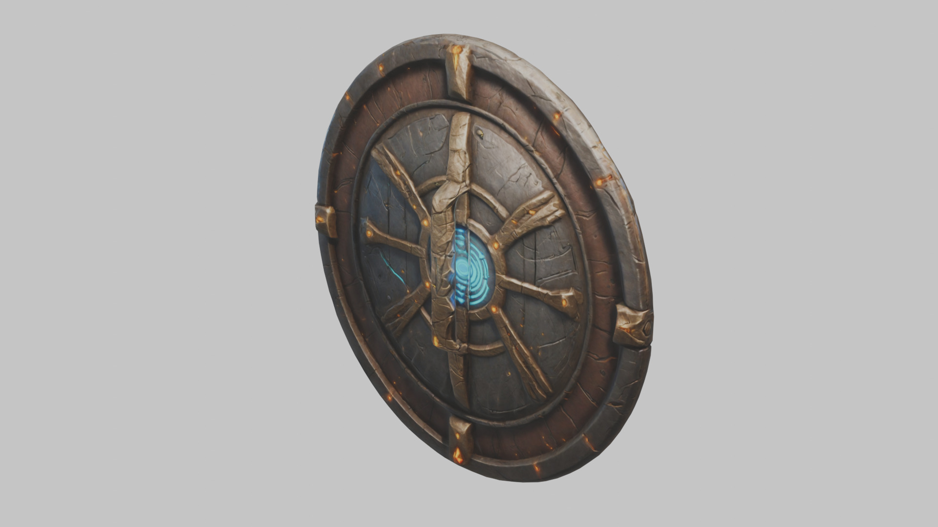 SKull shield medieval lowpoly game asset Low-poly 3D model_13