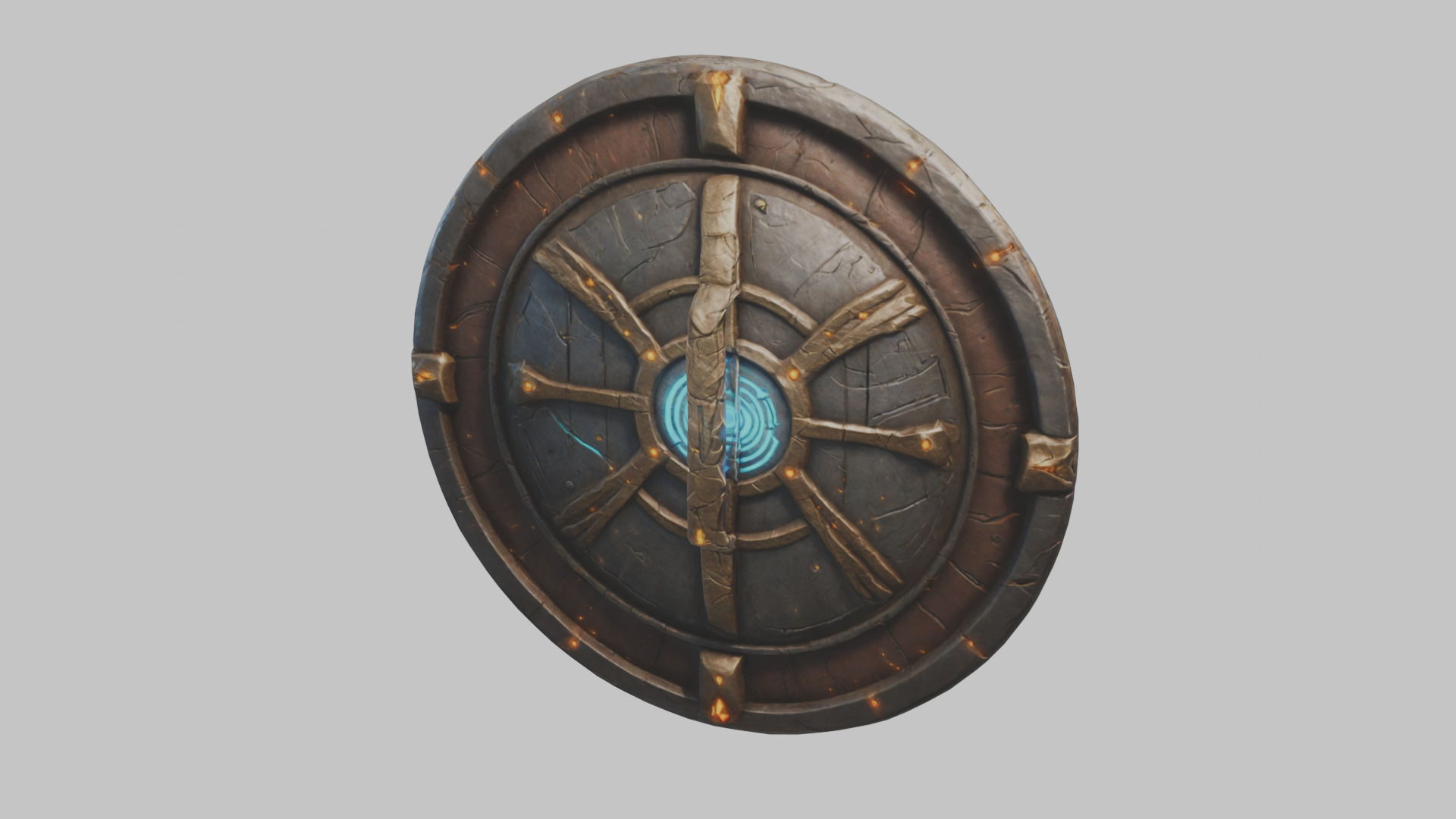 SKull shield medieval lowpoly game asset Low-poly 3D model_14
