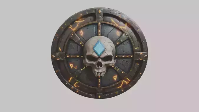 SKull shield medieval lowpoly game asset