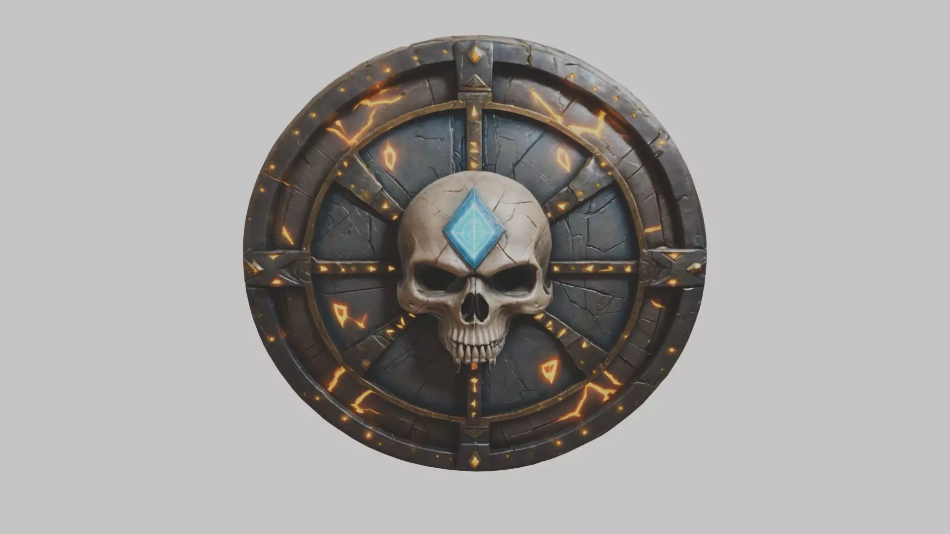 SKull shield medieval lowpoly game asset Low-poly 3D model_0