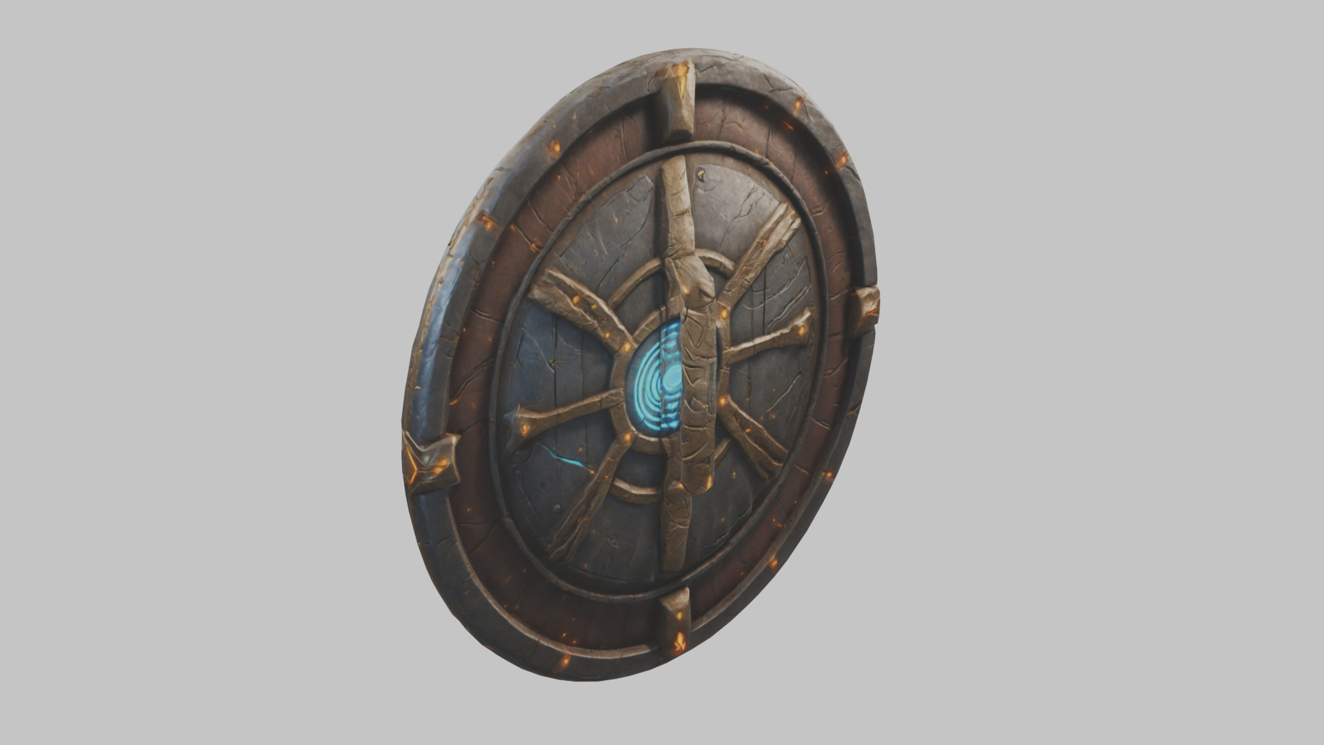 SKull shield medieval lowpoly game asset Low-poly 3D model_2
