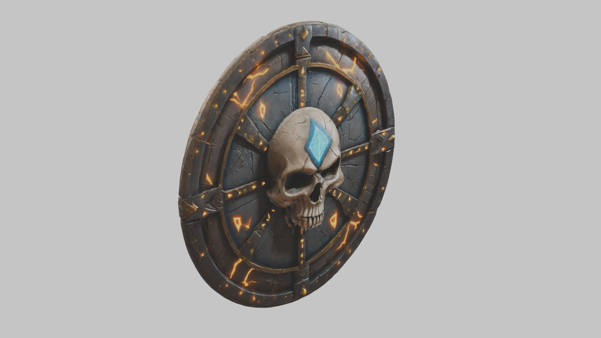 SKull shield medieval lowpoly game asset Low-poly 3D model_9