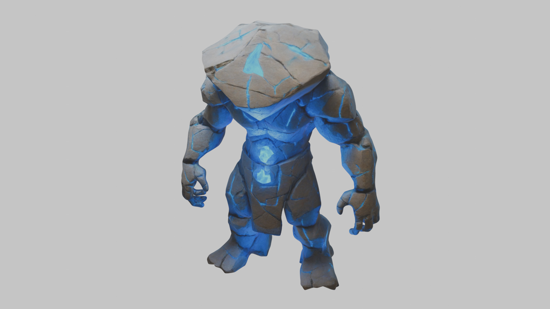 Golem Stone Character Low-poly 3D model_7