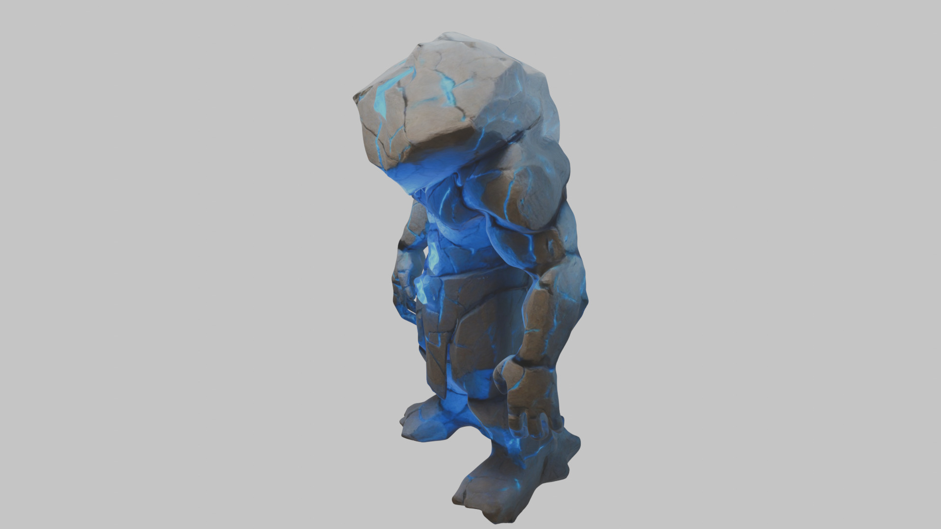 Golem Stone Character Low-poly 3D model_5