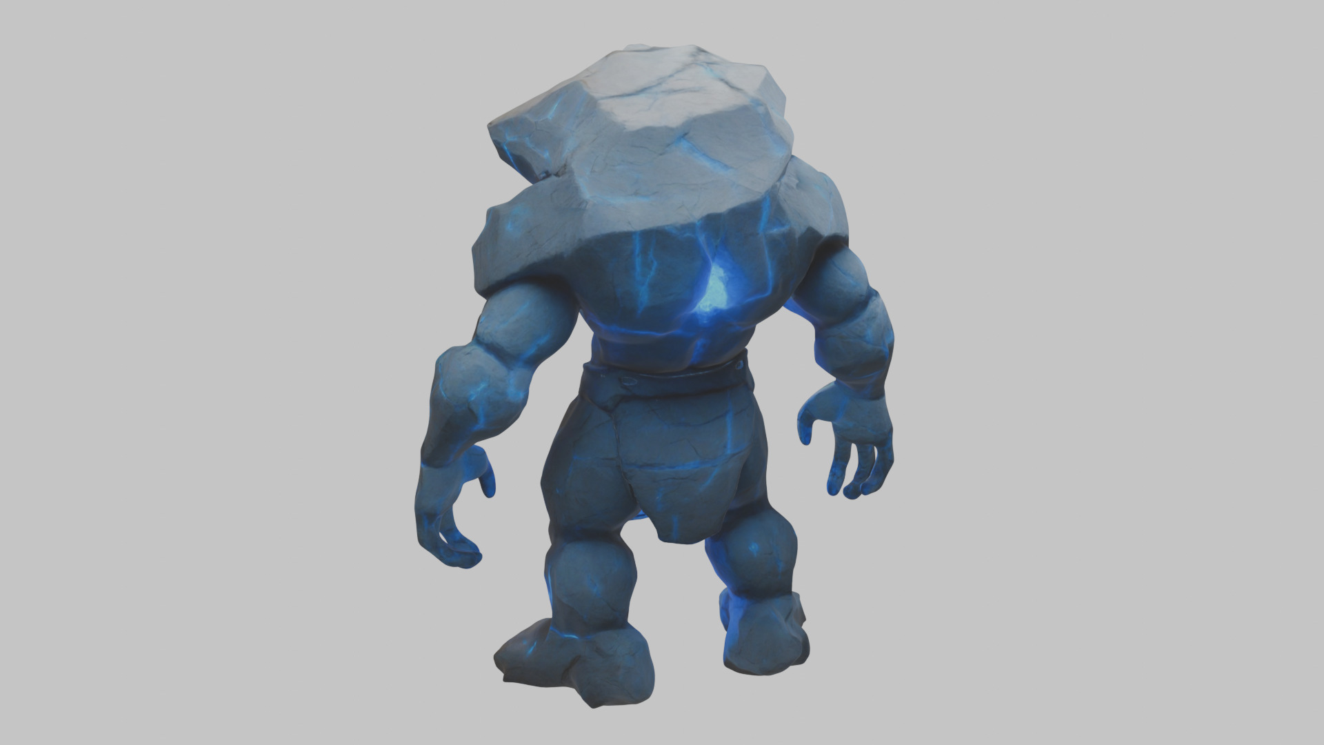 Golem Stone Character Low-poly 3D model_1