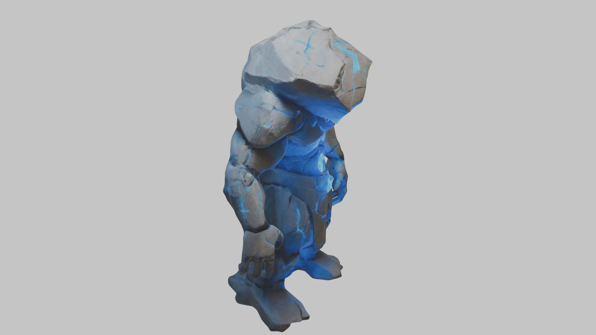 Golem Stone Character Low-poly 3D model_10